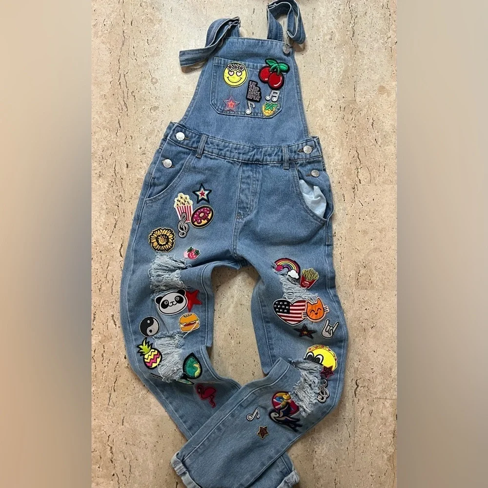 Curtain Call Costume Girl’s Medium (9-10) Patched Overalls